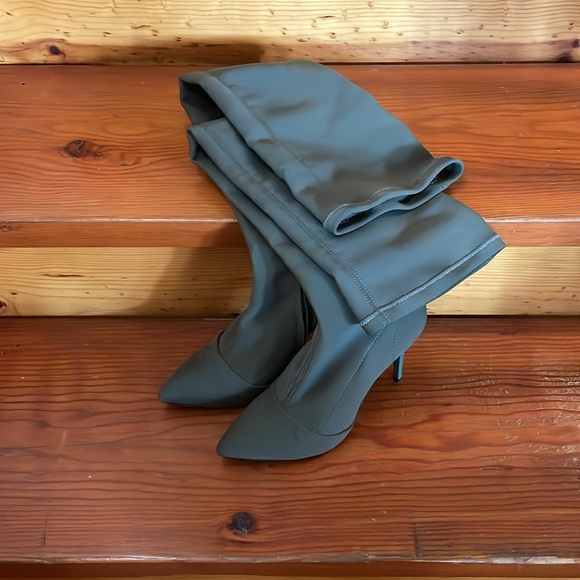 Topshop thigh-high autumn green boots - EU Size 38 (US 8) - Picture 6 of 9